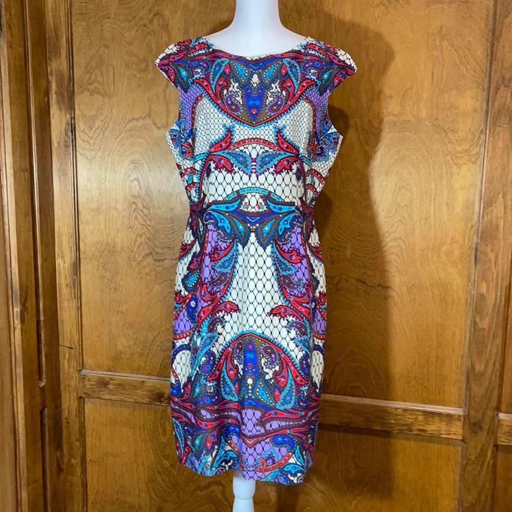 David Meister Paisley Print Sheath Dress